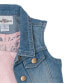 ფოტო #6 პროდუქტის Toddler & Little Girls Denim Vest and Embroidered Dress Outfit, 2 PC