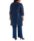 ფოტო #3 პროდუქტის 3-Pc. Plus Size Sequined Lace Pantsuit & Shell