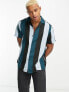 Фото #1 товара ASOS DESIGN relaxed revere retro stripe shirt in blue