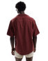 Abercrombie & Fitch linen blend short sleeve shirt in dark red