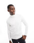 Pull&Bear knitted roll neck jumper in white