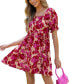 ფოტო #1 პროდუქტის Women's Pink & Red Floral Square Neck Ruffle Mini Beach Dress