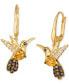 Cinnamon Citrine (3/4 ct. t.w.), Nude Diamonds (1/5 ct. t.w.), Chocolate Diamonds (1/6 ct. t.w.) & Blackberry Diamonds Accent Hummingbird Drop Earrings in 14k Gold