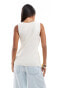 ASOS DESIGN knitted asymmetric waistcoat in buttermilk