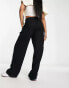 Vero Moda linen touch soft tailored wide leg trousers in black