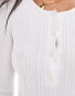 In The Style ribbed button detail round neck body in ecru