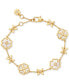 ფოტო #1 პროდუქტის Gold-Tone Cubic Zirconia & Mother-of-Pearl Flower Flex Bracelet