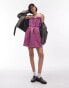 Topshop textured mini chuck on strappy dress in pink check M - фото #2