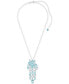 Swarovski silver-Tone Gema Blue Crystal Chandelier Pendant Necklace, 17-3/4" + 8" extender
