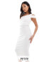 Фото #1 товара Vesper Petite one shoulder detail midaxi dress in white