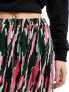 Pieces plisse maxi skirt in multi graphic print