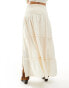 Фото #2 товара Miss Selfridge broderie tiered maxi skirt in cream