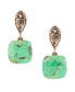 ფოტო #1 პროდუქტის Ornate Bronze and Genuine Lime Turquoise Drop Earrings