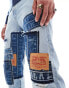 Levi's – 501 Original – Gerade geschnittene Jeans in Hellblau mit Patchwork