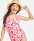 Фото #3 товара Big Girls Cherry-Print Flutter-Strap One-Piece Swimsuit