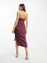 ASOS DESIGN washed halter cut out midi dress with tie waist in dusty purple