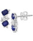 ფოტო #1 პროდუქტის EFFY® Blue Sapphire (1-1/2 ct. t.w.), White Sapphire (1/2 ct. t.w.) & Diamond (1/20 ct. t.w.) Emerald-Cut Stud Earrings in Sterling Silver