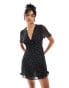 Mango spot print tea dress in black Черный, XS - EU 34 - фото #1