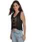 Women's Cropped Crochet Scoop-Neck Top