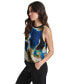 Women's Printed Chiffon Sleeveless Blouse Ink Swirl, XS - фото #3