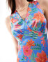 Anaya tie back satin midaxi dress in tropical blue floral Tropisch geblümter, 44 - фото #2