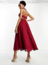 Фото #2 товара ASOS DESIGN lace collar midi dress with open back detail in wine