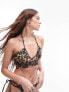 Topshop mix and match halter neck bikini top in leopard print