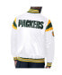 ფოტო #2 პროდუქტის Men's White Green Bay Packers Satin Full-Snap Varsity Jacket