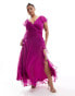 ASOS DESIGN Curve wrap front ruffle maxi dress with high split detail in purple