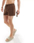 Фото #4 товара ASOS DESIGN swim shorts in short length in brown