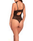 Women's Odette Dot Mesh and Lace Soft Cup Teddy with Back Opening and Thong Back