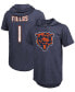 Фото #1 товара Men's Justin Fields Navy Chicago Bears Player Name Number Tri-Blend Short Sleeve Hoodie T-shirt