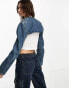 Bershka denim long sleeve bolero in mid blue