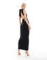 ASOS DESIGN Tall high neck sleeveless column maxi dress with bow back in black