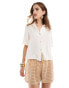 Mango satin short sleeve shirt in white