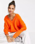 ASOS EDITION v neck jumper in bright orange