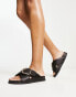 Фото #1 товара ASOS DESIGN Flash buckle cross vamp flat sandals in black