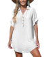 ფოტო #1 პროდუქტის Women's Navy Collared V-Neck Mini Cover-Up Beach Dress