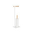 Toilet Roll Holder Home ESPRIT White Natural Metal Bamboo 22 x 16 x 68 cm