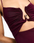 Фото #2 товара ASOS DESIGN Tall gold trim cut out cami midi dress in plum