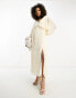 ASOS DESIGN micro pleated batwing trapeze maxi dress in cream