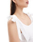 Фото #3 товара Stradivarius tie shoulder top in white