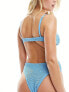 Фото #5 товара Free Society crinkle high waist bikini bottom in sky blue