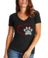 ფოტო #1 პროდუქტის Women's Word Art Paw Heart V-Neck T-Shirt