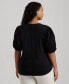 Фото #2 товара Plus Size Puff-Sleeve Henley Top