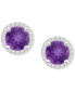 ფოტო #9 პროდუქტის Amethyst (1-1/2 ct. t.w.) & Diamond (1/5 ct. t.w.) Halo Stud Earrings in Sterling Silver (Also in Citrine, Garnet, Peridot, & Blue Topaz)