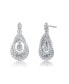 Фото #1 товара Sterling Silver White Gold Plated Clear Round Cubic Zirconia Double Pear Drop Earrings