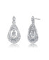 ფოტო #1 პროდუქტის Sterling Silver White Gold Plated Clear Round Cubic Zirconia Double Pear Drop Earrings