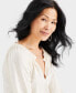 ფოტო #3 პროდუქტის Women's Split Neck Ruffle Trim Long-Sleeve Knit Top, Created for Macy's