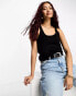 Miss Sefridge longline soft touch rib vest top in black